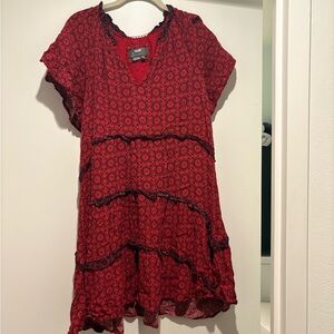 Anthropologie Red and Black Mini Dress